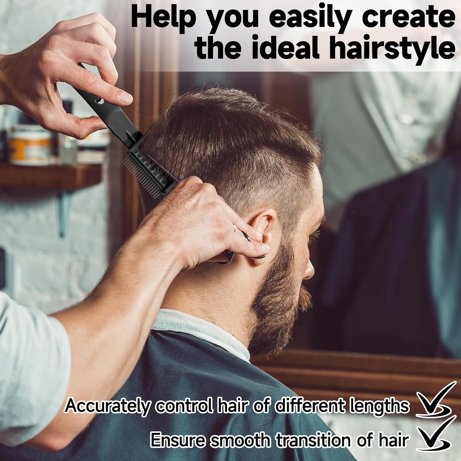 Blend Friend Fade Comb Set for Men - Professional Barber Hair Cutting Combs, Ergonomic Fade Tools for Clippers, DIY Haircare Accessories (Black, 2 Pack)