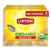 Lipton Organic Black Tea Bags – Rainforest Alliance Certified, 100% Natural, Brew Hot or Iced, 72-Count Box (Pack of 5)