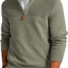 PJ PAUL JONES Men's Slim Fit Quarter-Zip Mock Neck Sweater - Casual Pullover Top