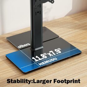 Single LCD Monitor Desk Stand Riser – Free-Standing Height Adjustable Mount with Swivel & Rotation for 13-32 inch Screens (VESA 100x100, 77lb Capacity)