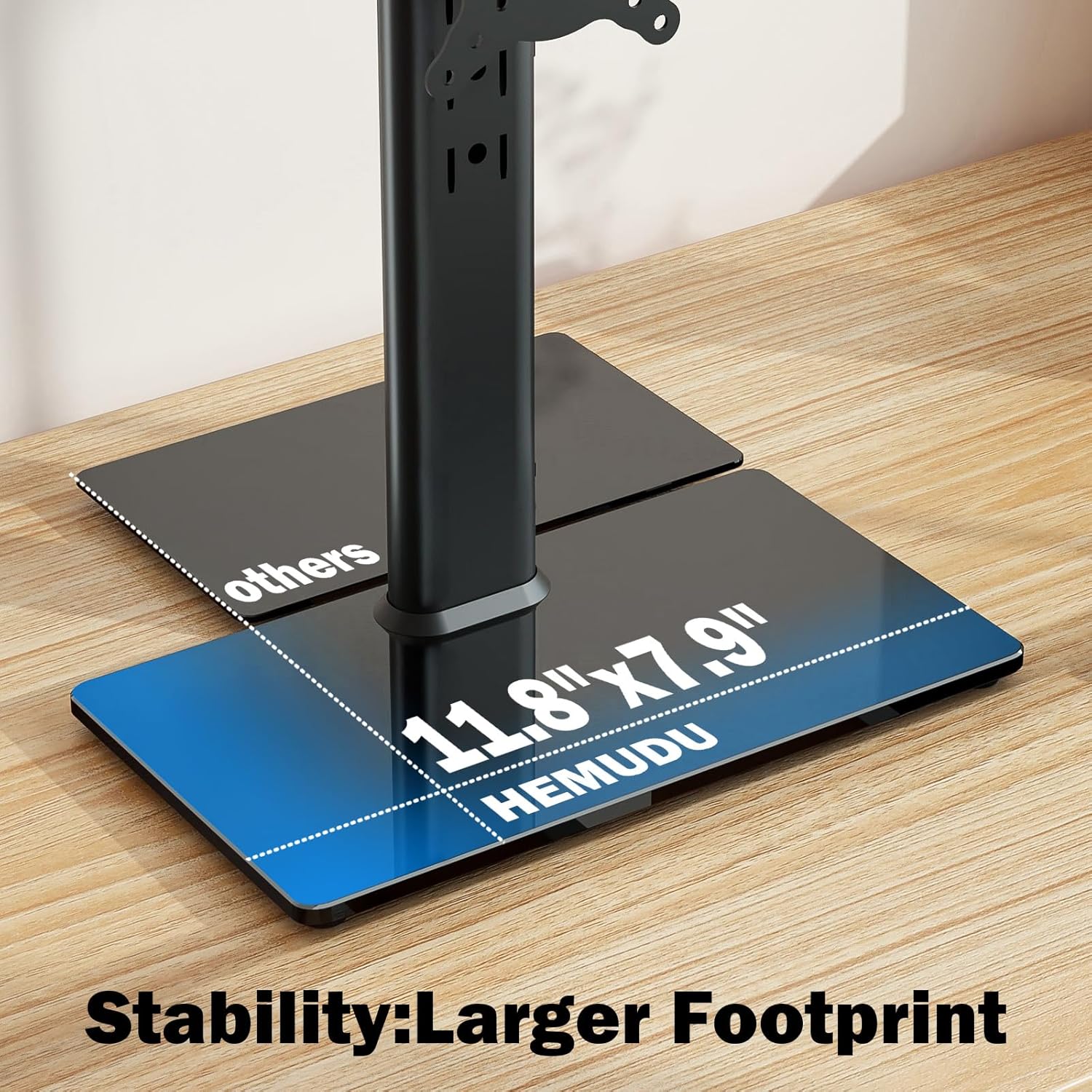 Single LCD Monitor Desk Stand Riser – Free-Standing Height Adjustable Mount with Swivel & Rotation for 13-32 inch Screens (VESA 100x100, 77lb Capacity)