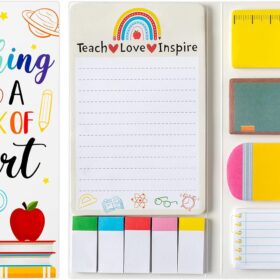 Teacher Appreciation Sticky Notes Set – 'Teaching is a Work of Heart' Blackboard Memo Pads & School Office Supplies Gift
