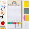 Teaching is a Work of Heart Sticky Notes Set – Teacher Appreciation Gift, Blackboard Theme Memo Pads, Classroom & Office Supplies (550 Sheets Total)