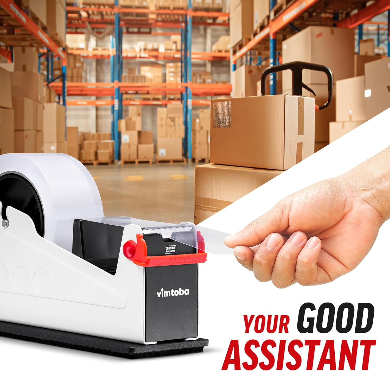 Heavy Duty 2-Inch Dual Roll Desktop Tape Dispenser – Weighted Non-Slip Base with Safety Blade Cover for Industrial, Office, and Warehouse Use