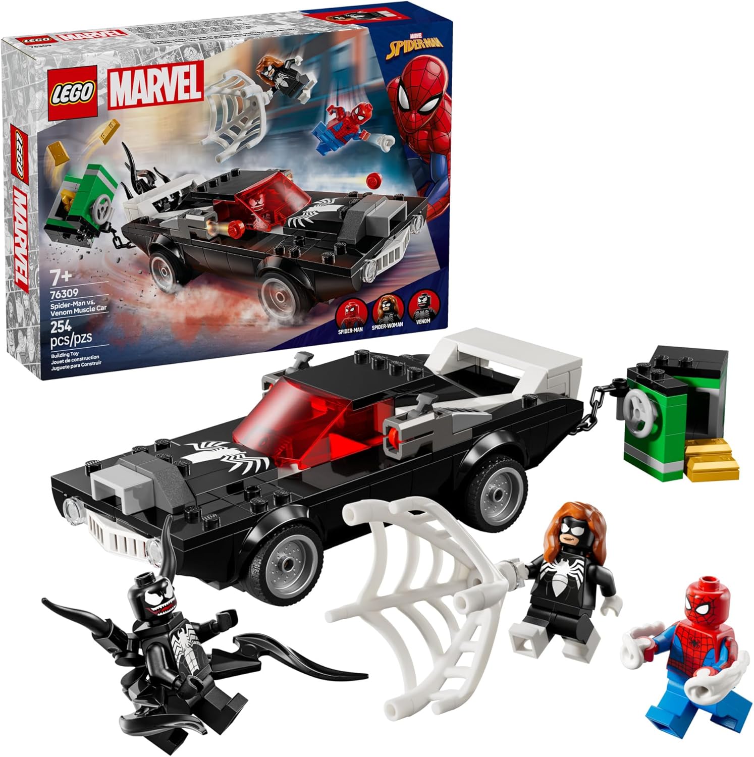 LEGO Marvel Spider-Man vs. Venom Muscle Car Set 76309 | Buildable Toy with Minifigures for Kids Ages 7+
