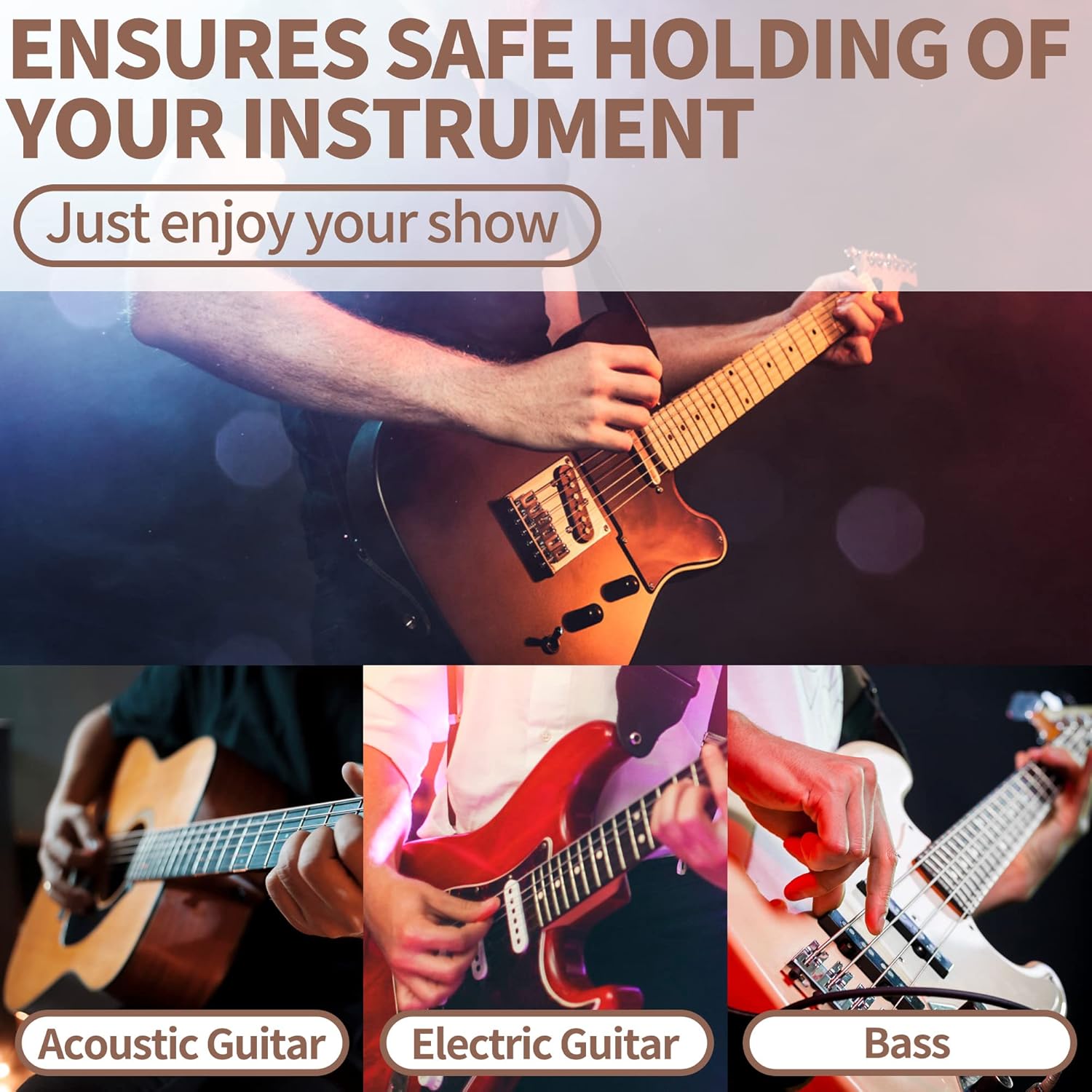 WOGOD Premium Adjustable Guitar Strap with Pick Holder – Universal Cotton Leather Strap for Acoustic, Electric & Bass Guitars