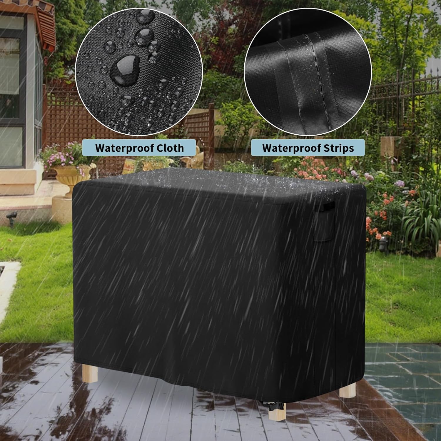 Waterproof Raised Garden Bed Cover – Heavy Duty Outdoor Planter Box Cover with Air Vents & Drawstring – 48" x 24" x 30" All-Weather Protection