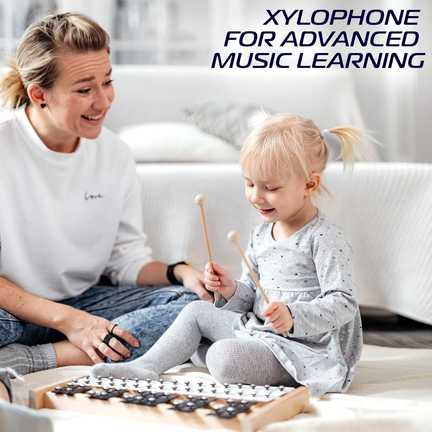 MINIARTIS 27-Note Glockenspiel Xylophone – Professional Percussion Instrument with 2 Octaves, Color-Coded Metal Keys, Wooden Beaters, and Portable Carrying Case for Kids, Students, & Adults