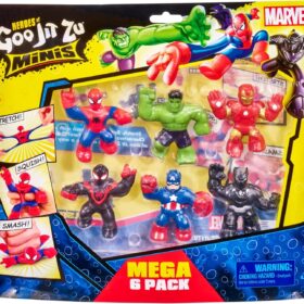 Heroes of Goo Jit Zu Marvel Mega Mini 6 Pack – Squishy, Stretchy, & Gooey Mini Action Figures (Iron Man, Spider-Man, Captain America & More)