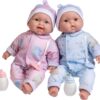 JC Toys Berenguer Boutique 13" Caucasian Twins Gift Set - Realistic Soft Body Baby Dolls with Removable Outfits - Pink & Blue - Ages 2+