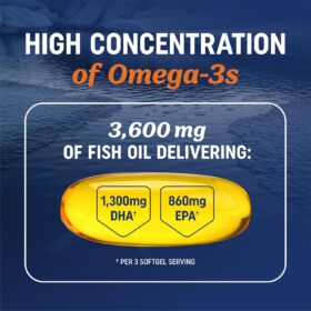 MAV Nutrition Triple Strength Omega 3 Fish Oil - 3600mg Wild Caught Softgels (120 Count)