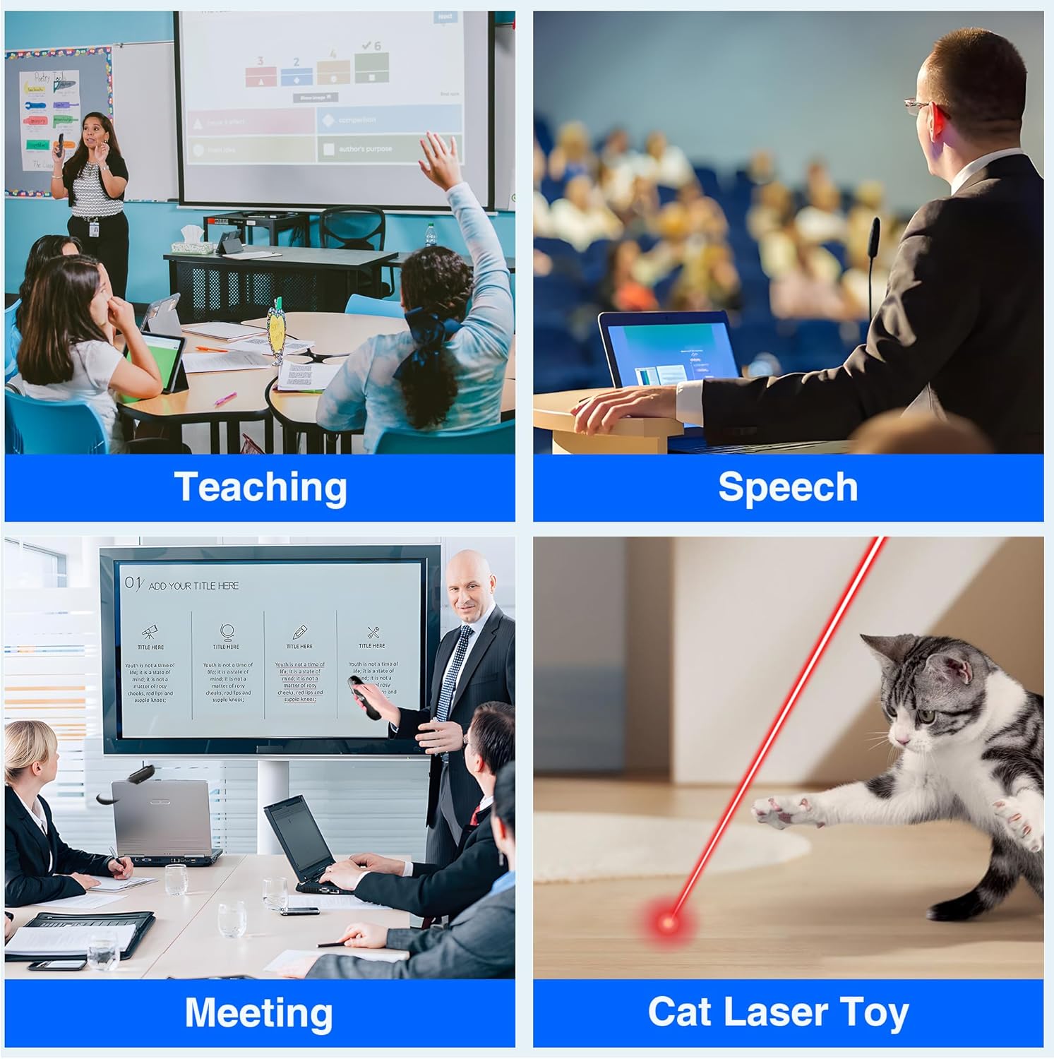 Professional Wireless Presenter Remote with Dual USB-C Receiver | 2.4GHz PowerPoint PPT Clicker for Laptops, Mac, PC | 656ft Red Laser Pointer & Volume Control for Teachers, Meetings
