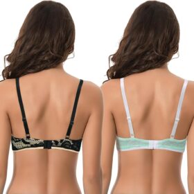 Curve Muse Women's Plus Size Lift & Lace Push Up Bra - 1 Cup Size Add-On, Underwire Support