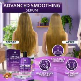 Bellisso Anti-Frizz Hair Serum with Keratin & Biotin – 8.45 Fl Oz Humidity Resistant Smoothing Treatment for Damaged & Flyaway Hair