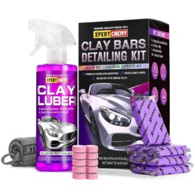 Professional Car Clay Bar Kit - 4 Pack 100g Detailing Clay with Lubricant Tablets, Spray Bottle & Microfiber Towel - Deep Cleaning & Decontamination for Auto Paint, Glass, and Chrome