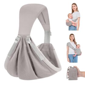 Premium Adjustable Baby Sling Carrier – Breathable Ergonomic Hip Seat for Newborns to Toddlers (6-40 lbs), Lightweight & Portable One-Shoulder Design – Grey