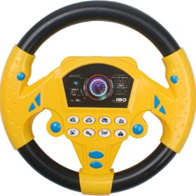 Kids Toy Steering Wheel - Yellow Electronic Driving Simulator with Realistic Sounds, Lights & Horn - Educational Interactive Toy for Toddlers & Children 3+ Years