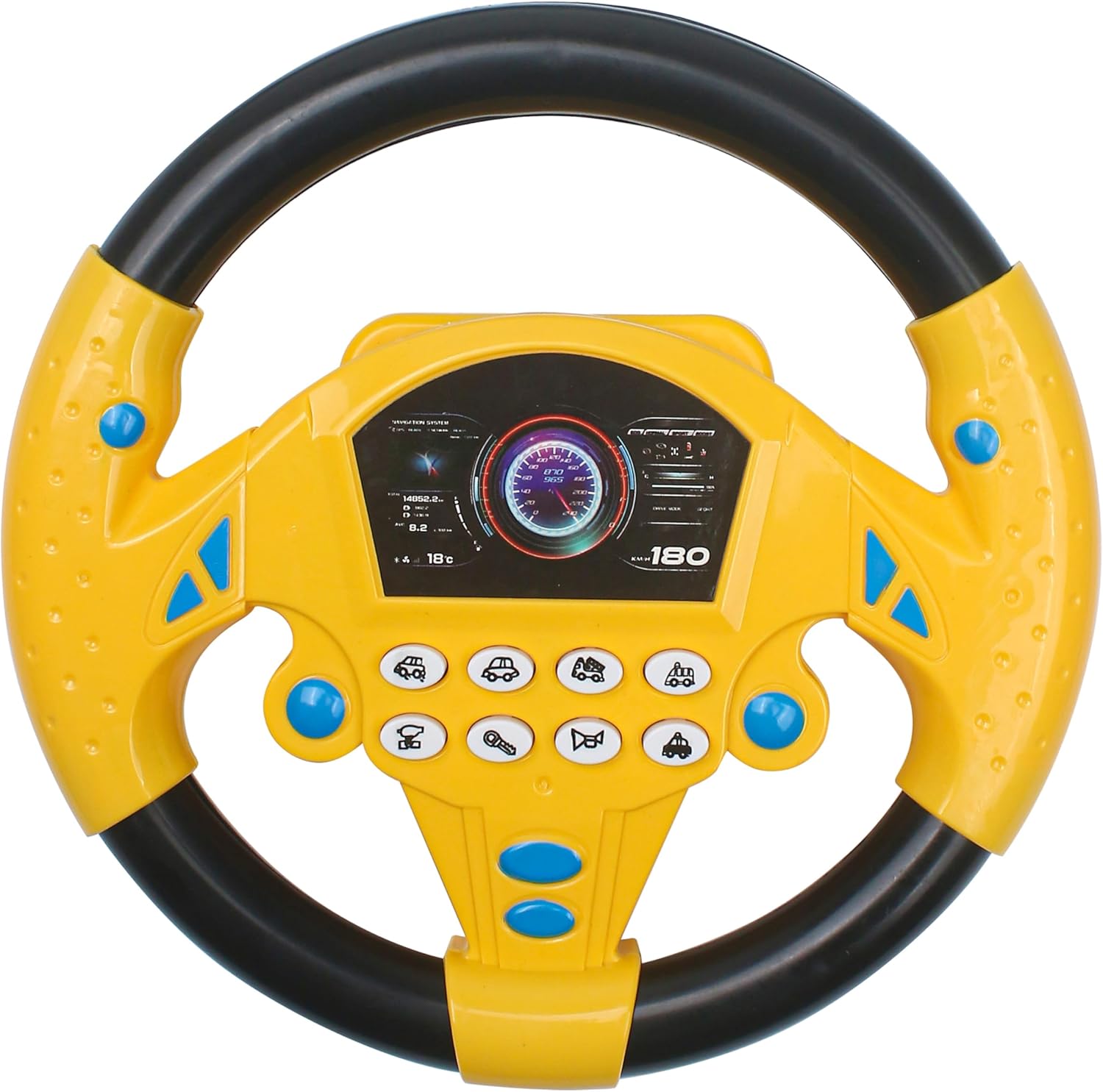 Kids Toy Steering Wheel - Yellow Electronic Driving Simulator with Realistic Sounds, Lights & Horn - Educational Interactive Toy for Toddlers & Children 3+ Years