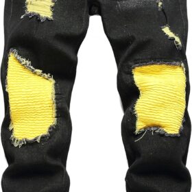 JUNBAOSS Men's Slim Fit Stretch Jeans - Ripped Distressed Skinny Denim Pants with Comfort Flex Waist