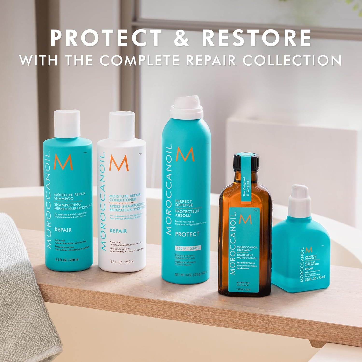 Moroccanoil Perfect Defense Heat Protectant Spray - Thermal Shield for All Hair Types with Argan Oil & Vitamin E - 3.4 oz