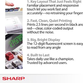 Sharp EL-1801V Heavy-Duty Ink Roll Printing Calculator, 12-Digit Fluorescent Display, 2.5 LPS, AC Powered, Off-White