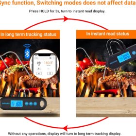 INKBIRD Smart Bluetooth Meat Thermometer with Dual Probes & Instant Read - Wireless BBQ Grill Thermometer with 328ft Range, App Control, Alarm Graph, and Rechargeable Battery for Kitchen Cooking