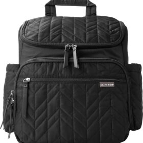 Skip Hop Forma Diaper Backpack | Jet Black Multi-Function Travel Tote with Changing Pad & Stroller Straps