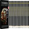 Luwans Professional Sketching Pencils Set – 14-Piece Graphite Drawing Kit (12B to 5H) for Shading, Blending & Detailing