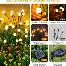 ASMAD Solar Firefly Lights (4-Pack) – 32 LED Swaying Outdoor Garden Lights, Big Bulb Solar Pathway Lights, Waterproof IP65 Landscape Lighting for Patio, Lawn & Yard Decoration