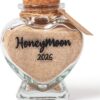 Honeymoon 2026 Sand Keepsake Jar – 40ml Heart Glass Souvenir Bottle with Gift Box – Romantic Wedding, Engagement & Bridal Shower Gift for Couples