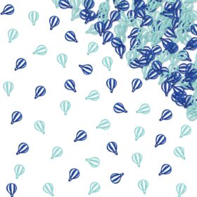 120pcs Blue Hot Air Balloon Confetti - Glitter 'Up & Away' Table Scatters for Boy's First Birthday, Baby Shower, & Travel Themed Party Decorations