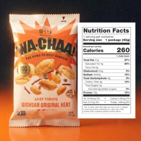 WA-CHAA! Spicy Sichuan Peanuts - Numbing Mala Peppercorn & Chili Coated Snack (Original Heat) - High Protein, Non-GMO, No MSG