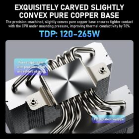 Dual-Tower CPU Cooler with 6 Heat Pipes & Dual 120mm ARGB PWM Fans, High Performance Air Cooling for Intel LGA 115X/1200/1700/1851 & AMD AM4/AM5 (2000 RPM, 265W TDP)