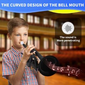 PAMPET Professional ABS Plastic C Trumpet – Lightweight Black Brass Instrument with 7 Mouthpieces, Stainless Steel Pistons – Ideal for Students, Beginners & Pros