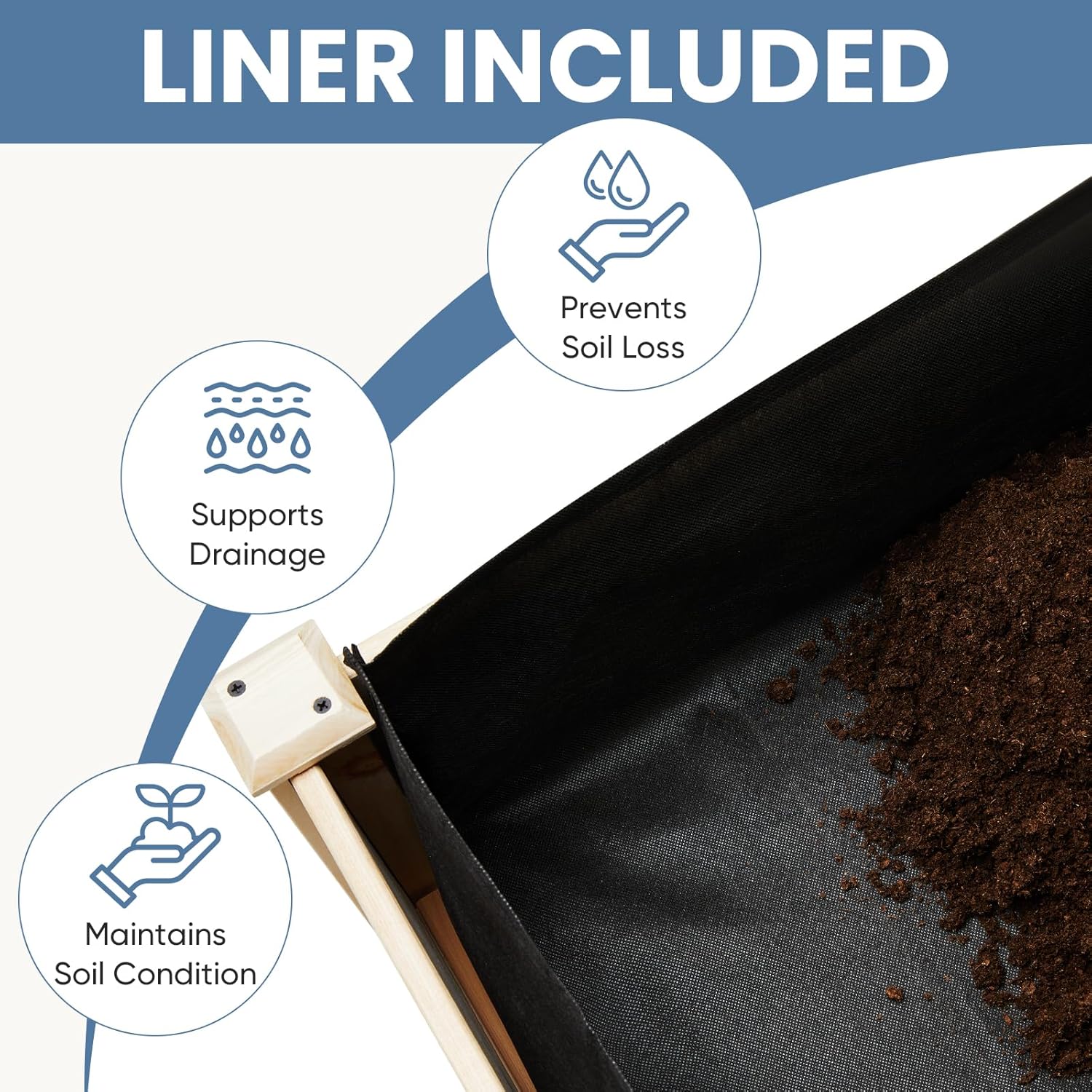 DUMOS Elevated Raised Garden Bed with Legs - 48" Wooden Planter Box with Fabric Liner & Drainage for Patio, Balcony, and Backyard Vegetables & Herbs