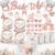 Rose Gold Bridal Shower Decorations - 191 Pct All-in-One Bachelorette Party Supplies & Tableware Set for 25 Guests