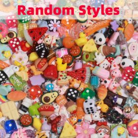 MGGFBLEY 180Pcs Resin Charms for Jewelry Making – Assorted Candy, Bear, Fruit & Animal DIY Kit for Bracelets, Keychains, Scrapbooking & Crafts