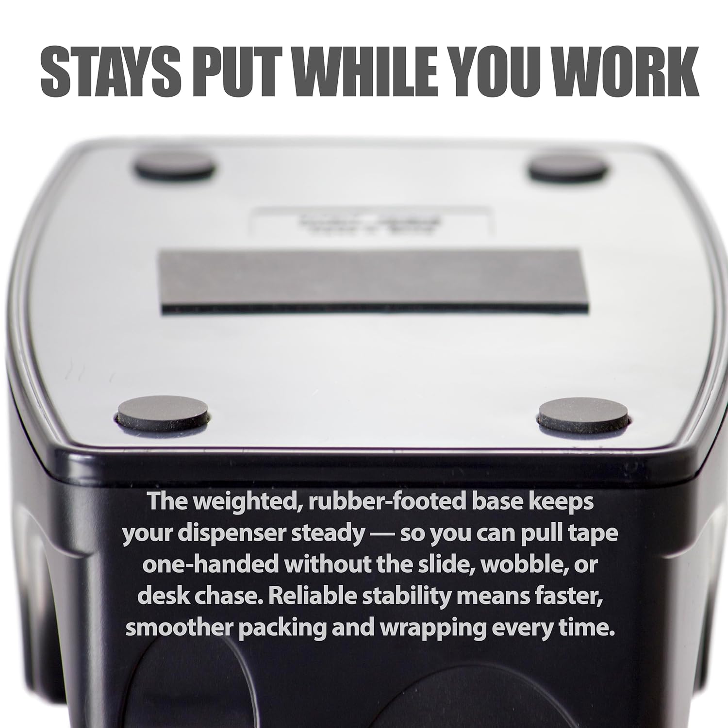 Officemate Heavy Duty 2-in-1 Recycled Tape Dispenser – Non-Slip Weighted Base for 1" & 3" Cores with Pen Storage, Black