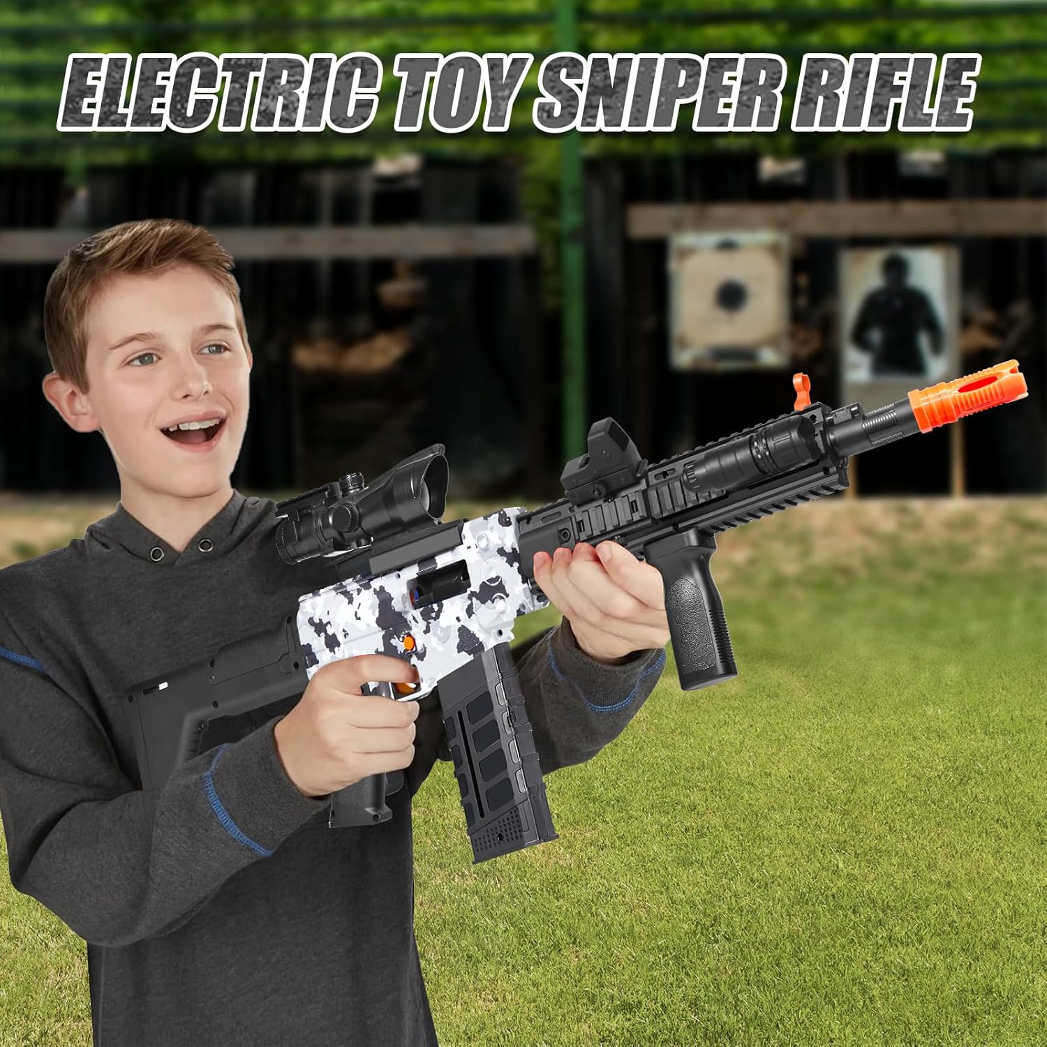 Electric Sniper Rifle Toy Gun Kit with Scope – Semi-Automatic Foam Blaster with 120 Darts, 3 Magazines & Tactical Accessories – Outdoor Shooting Game Set for Boys & Girls