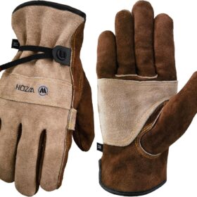 Heavy Duty Leather Work Gloves for Men & Women – Heat Resistant Cowhide Welding, Gardening, & Construction Gloves with Reinforced Grip (Coffee Grey, Large)