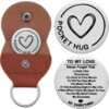 Pocket Hug Token Gift – Inspirational Metal Reminder Keychain for Mental Health, Sobriety & Self Love – Sentimental PU Leather Keyring for Friends, Family & Loved Ones