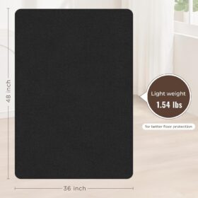 Sycoodeal Non-Slip Office Chair Mat for Hardwood Floors – 36 x 48 Inch Heavy Duty Desk Floor Protector, Anti-Curling & Adhesive Backing for Home & Business (Black)