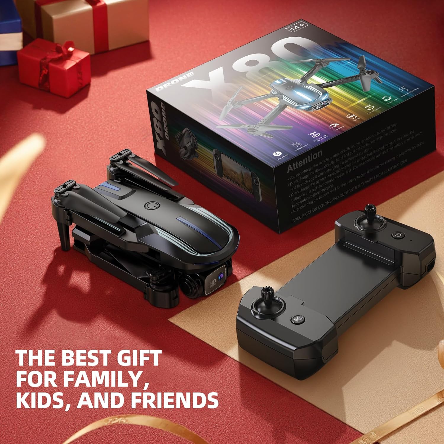 1080P HD Camera Drone for Beginners and Kids - Foldable FPV RC Quadcopter with Altitude Hold, Gesture Selfie, 3D Flips, and 2 Batteries