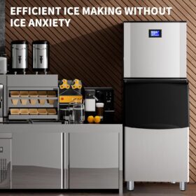 Commercial Ice Maker Machine - 560 lbs/24H Production with 350 lbs Storage Bin, Stainless Steel Ice Maker with 1200W Compressor & Auto-Cleaning for Restaurants, Bars, and Hotels