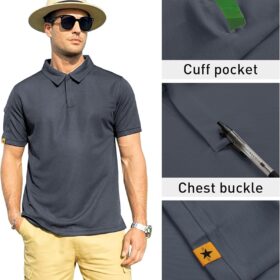 ZITY Men's Tactical Polo Shirt – Short Sleeve Performance Golf Athletic T-Shirt with Quick-Dry Collar