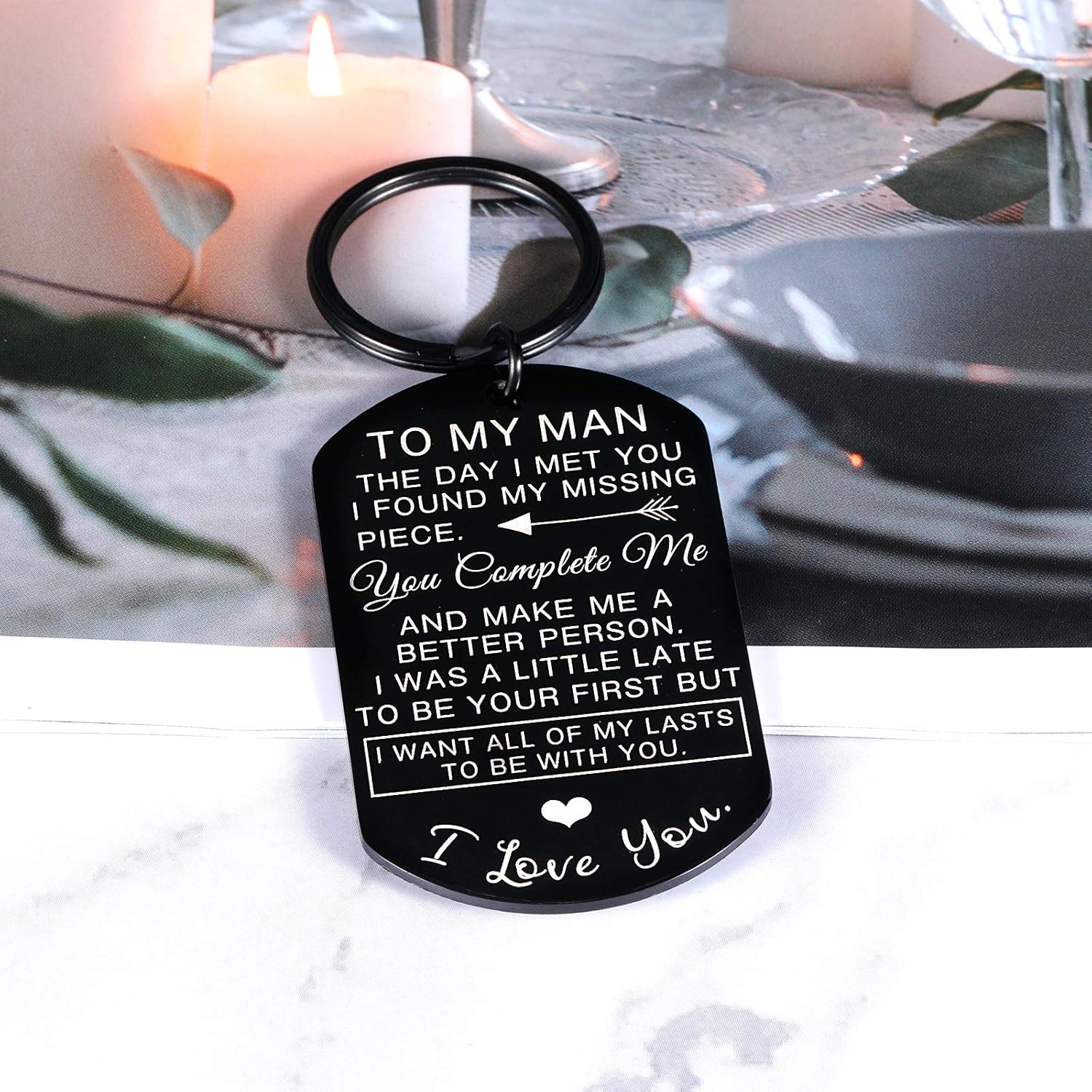 Personalized Husband Keychain – 'To My Man' Stainless Steel Engraved Gift for Him