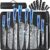 Dfito 9-Piece Professional Chef Knife Set with Roll Bag – High Carbon Stainless Steel Kitchen Cutlery, Red Pakkawood Handle, Dishwasher Safe & Portable