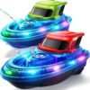 SYMA Q16 RC Boats for Kids and Adults - 2 Pack High-Speed Remote Control Boats with Water Spray & LED Lights - 40 Min Runtime, 2.4GHz Racing for Pool and Lake