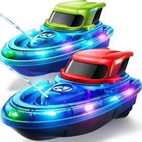 SYMA Q16 RC Boats for Kids and Adults - 2 Pack High-Speed Remote Control Boats with Water Spray & LED Lights - 40 Min Runtime, 2.4GHz Racing for Pool and Lake