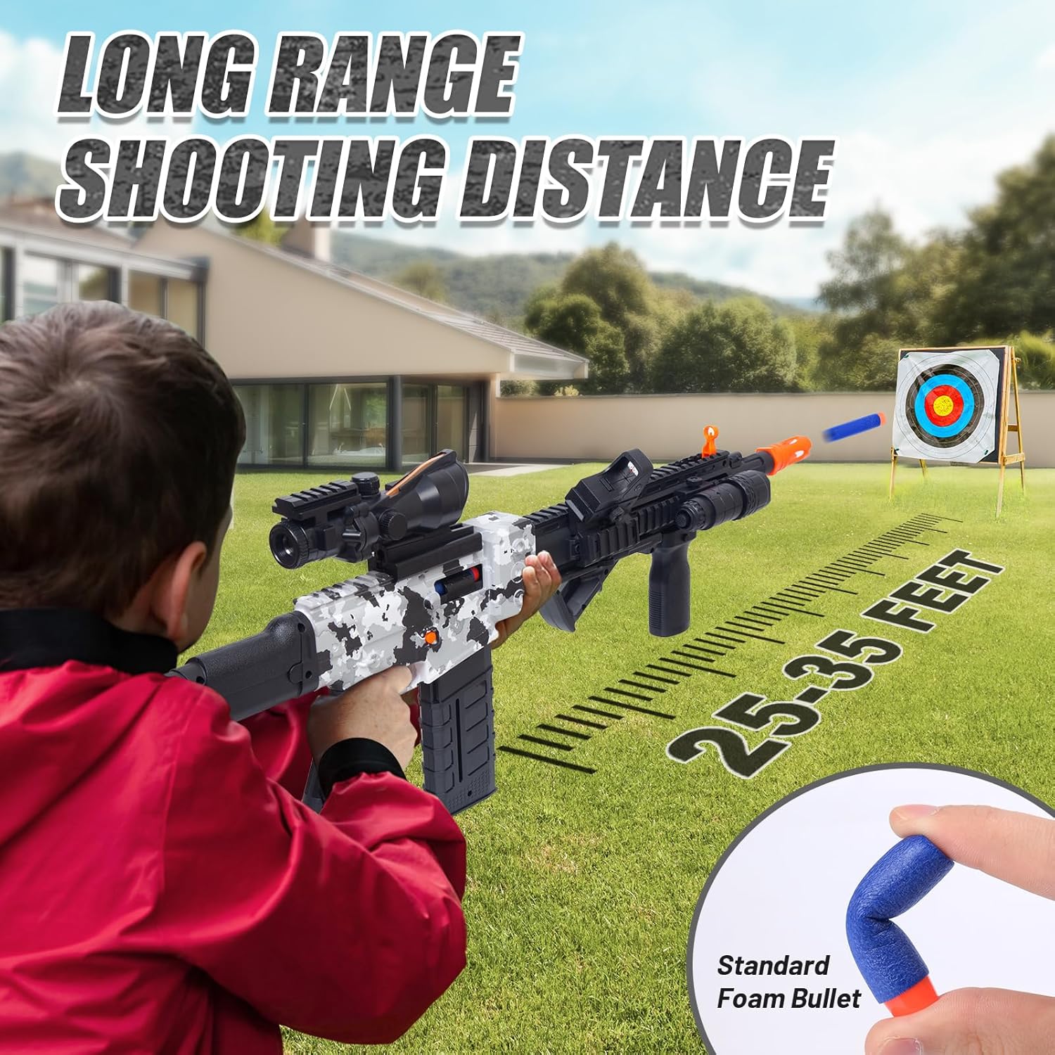 Electric Sniper Rifle Toy Gun Kit with Scope – Semi-Automatic Foam Blaster with 120 Darts, 3 Magazines & Tactical Accessories – Outdoor Shooting Game Set for Boys & Girls